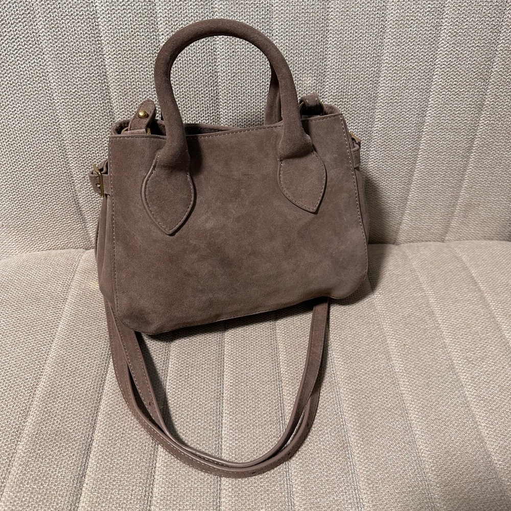 Reformation Partrizia Mini Suede Mushroom color Purse